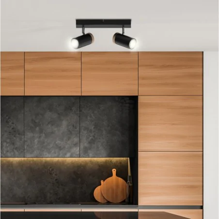 Lampy-sufitowe - lampa sufitowa typu listwa czarna z dwoma ruchomymi kloszami lagos 92-13712 candellux 