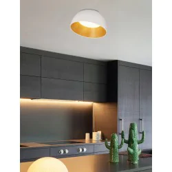 Oswietlenie - trento lampa sufitowa plafon biało drewniany 18w led 35 cm klosz biały candellux 