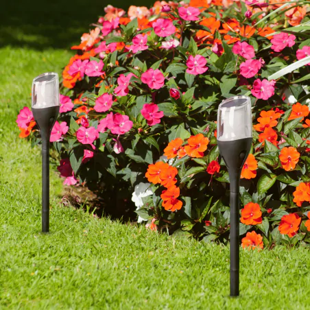 Lampy-solarne - lampka solarna ogrodowa wbijana pochodnia imitująca płomień sunari fls-230 