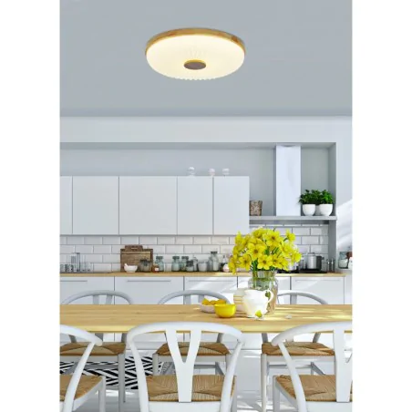 Oswietlenie - tart lampa sufitowa plafon drewniany 24w led 38cm biały+drewniany 4000k candellux 