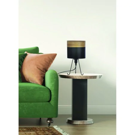 Oswietlenie - smally lampa stołowa czarny 1x40 e14 abażur czarny+orzechowy candellux 