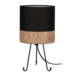 Oswietlenie - smally lampa stołowa czarny 1x40 e14 abażur czarny+orzechowy candellux