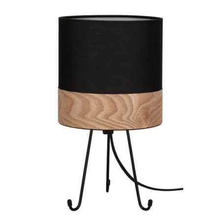 Oswietlenie - smally lampa stołowa czarny 1x40 e14 abażur czarny+orzechowy candellux 