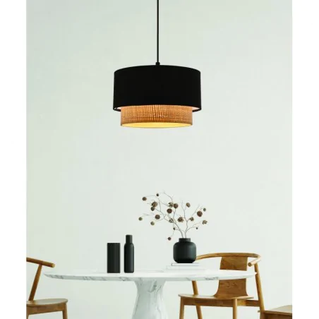 Oswietlenie - sferia lampa wisząca czarny 1x60 e27 abażur czarny+beżowy candellux 