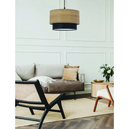 Oswietlenie - ruben lampa wisząca czarny 1x60 e27 abażur orzechowy+czarny candellux 