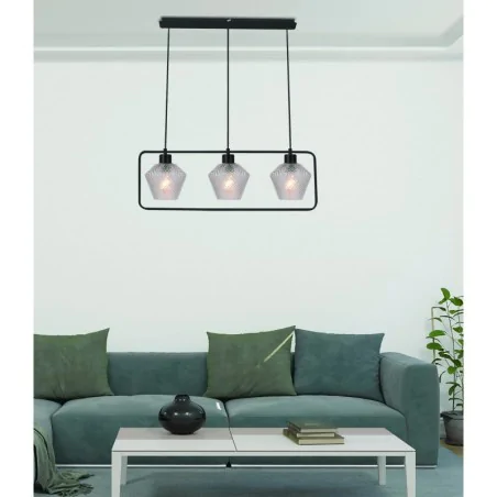 Oswietlenie - niko lampa wisząca czarny 3x40w e27 klosz bezbarwny karbowany candellux 