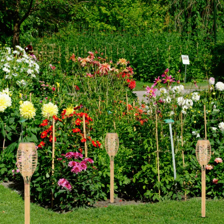 Lampy-solarne - lampka solarna wbijana pochodnia z efektem płomieni 50cm bambus 3658 lvt 