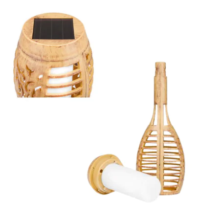 Lampy-solarne - lampka solarna wbijana pochodnia z efektem płomieni 50cm bambus 3658 lvt 