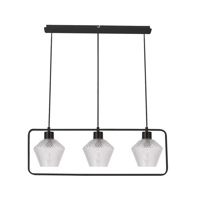 Oswietlenie - niko lampa wisząca czarny 3x40w e27 klosz bezbarwny karbowany candellux firmy Candellux 