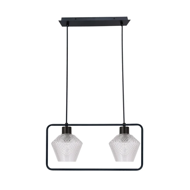 Oswietlenie - niko lampa wisząca czarny 2x40w e27 klosz bezbarwny karbowany candellux firmy Candellux 