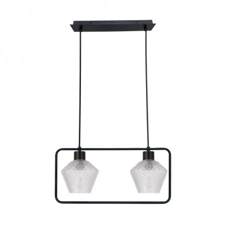 Oswietlenie - niko lampa wisząca czarny 2x40w e27 klosz bezbarwny karbowany candellux 