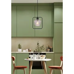 Oswietlenie - niko lampa wisząca czarny 1x40w e27 klosz bezbarwny karbowany candellux 