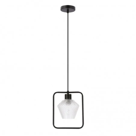 Oswietlenie - niko lampa wisząca czarny 1x40w e27 klosz bezbarwny karbowany candellux 