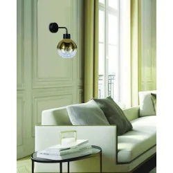 Oswietlenie - lady lampa kinkiet czarny 1x40w e27 klosz złoty candellux 