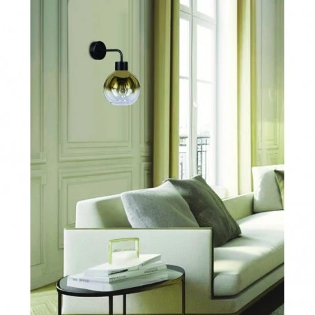 Oswietlenie - lady lampa kinkiet czarny 1x40w e27 klosz złoty candellux 