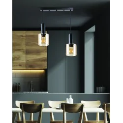 Oswietlenie - isar lampa wisząca czarny 2x40 e27 klosz bursztynowy candellux 