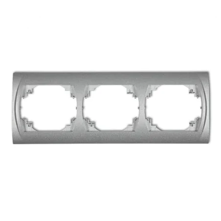 Ramki-potrojne - ramka potrójna pozioma srebrny metalik 7lrh-3 logo karlik 