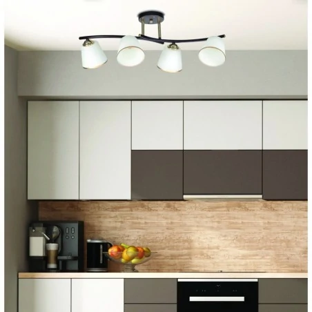 Oswietlenie - greco lampa sufitowa czarny+złoty 4x40 e27 klosz biały candellux 