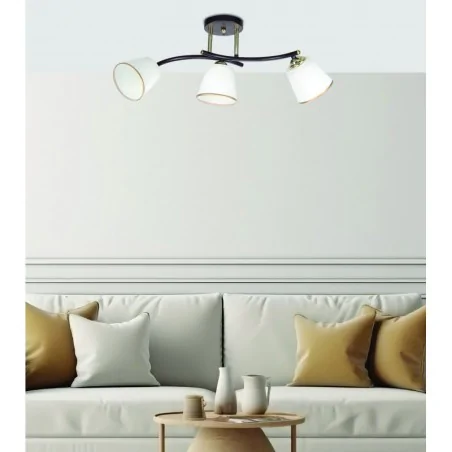 Oswietlenie - greco lampa sufitowa czarny+złoty 3x40 e27 klosz biały candellux 