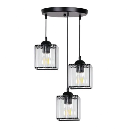 Oswietlenie - glassia lampa wisząca talerz czarny 3x40 e27 klosz czarny+kryształy bezbarwne candellux 