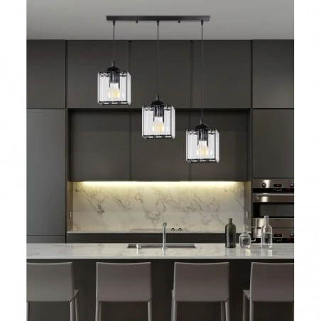 Oswietlenie - glassia lampa wisząca czarny 3x40 e27 klosz czarny+kryształy bezbarwne candellux 