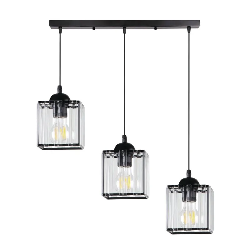 Oswietlenie - glassia lampa wisząca czarny 3x40 e27 klosz czarny+kryształy bezbarwne candellux firmy Candellux 