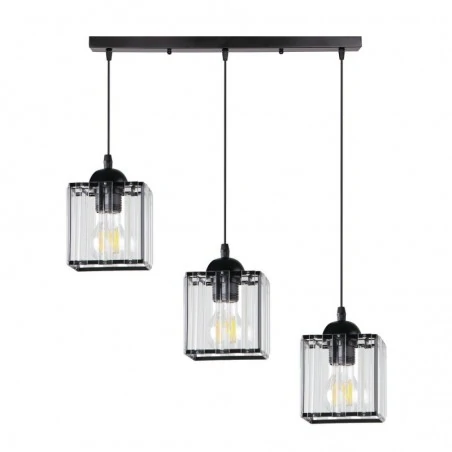 Oswietlenie - glassia lampa wisząca czarny 3x40 e27 klosz czarny+kryształy bezbarwne candellux 