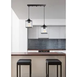 Oswietlenie - glassia lampa wisząca czarny 2x40 e27 klosz czarny+kryształy bezbarwne candellux 