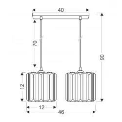 Oswietlenie - glassia lampa wisząca czarny 2x40 e27 klosz czarny+kryształy bezbarwne candellux 