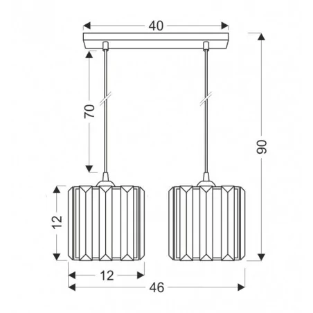 Oswietlenie - glassia lampa wisząca czarny 2x40 e27 klosz czarny+kryształy bezbarwne candellux 