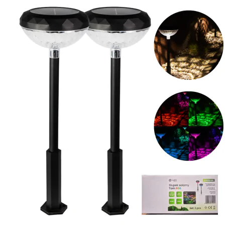 Lampy-solarne - lampa solarna słupek do ogródka bezprzewodowy 2pak komplet eko1452 eko-light 