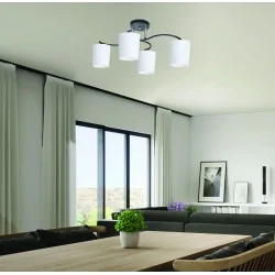 Oswietlenie - esnyr lampa sufitowa chromowy+czarny 4x40 e27 klosz biały candellux 