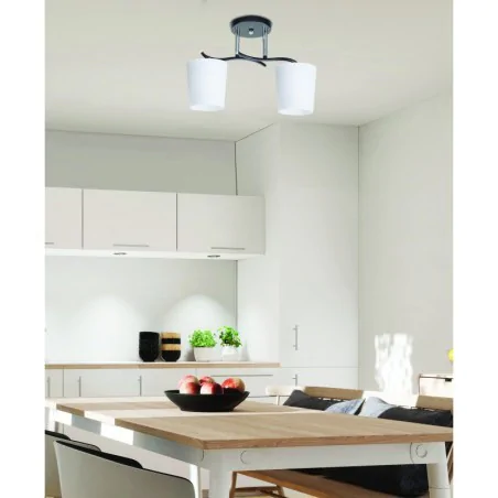 Oswietlenie - esnyr lampa sufitowa chromowy+czarny 2x40 e27 klosz biały candellux 