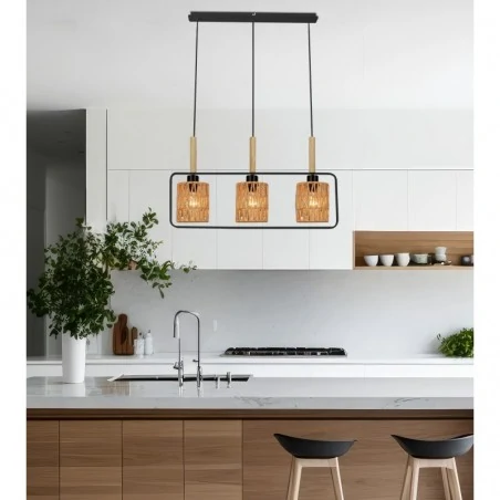 Oswietlenie - crown lampa wisząca czarny 3x40w e27 abażur beżowy candellux 