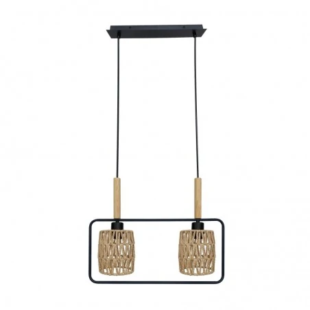 Oswietlenie - crown lampa wisząca czarny 2x40w e27 abażur beżowy candellux 