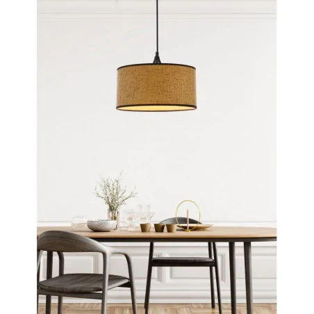 Oswietlenie - anaka lampa wisząca czarny 1x40w e27 abażur plecionka beżowo-brązowa candellux 