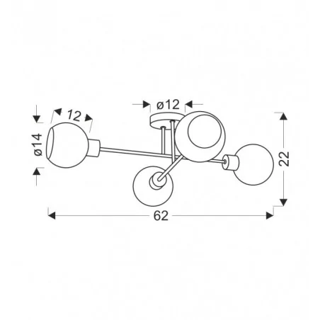 Oswietlenie - amanda lampa sufitowa czarny+złoty 4x40 e27 klosz biały candellux 