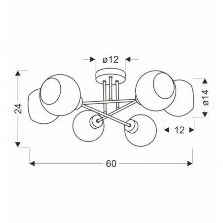 Oswietlenie - amanda lampa sufitowa czarny+złoty 6x40 e27 klosz biały candellux 