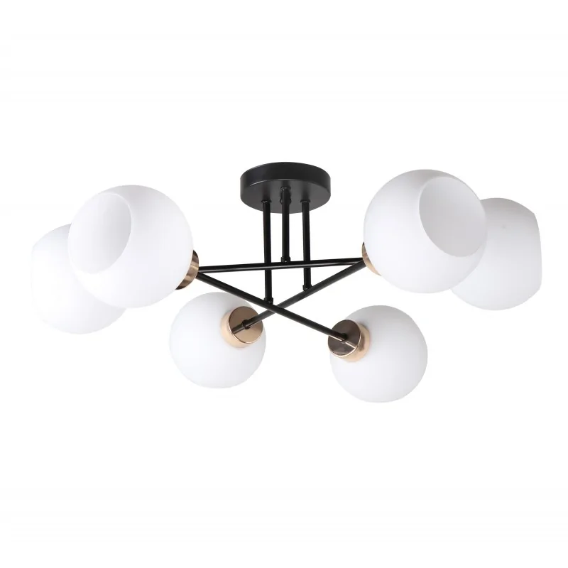 Oswietlenie - amanda lampa sufitowa czarny+złoty 6x40 e27 klosz biały candellux firmy Candellux 