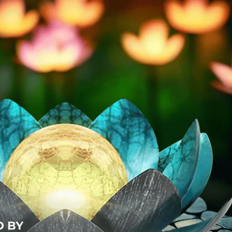 Ozdobne-oswietlenie-do-ogrodu - lampa solarna led kwiat lotosu niebieski z ciepłym światłem sunari foreverlight 