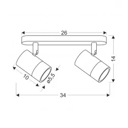 Oswietlenie-sufitowe - lampa sufitowa listwa podwójna biało-złota gu10 tobi 92-27467 candellux 