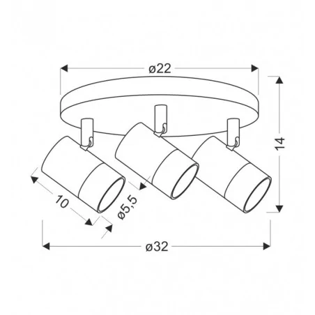 Oswietlenie-sufitowe - lampa sufitowa biało-złota plafon potrójny gu10 tobi 98-27474 candellux 