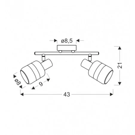 Lampy-sufitowe - lampa sufitowa listwa podwójna czarna z dymionymi kloszami yuki 92-13422 candellux 