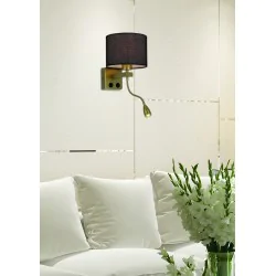 Oswietlenie - polo lampa kinkiet złoty 1x40w e27 + 2w led abażur okrągły czarny candellux 
