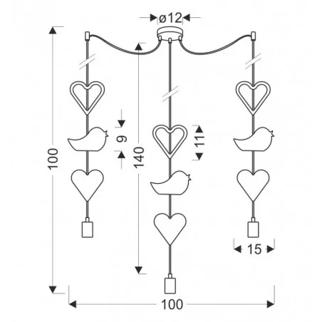 Oswietlenie - trio hhh p lampa wisząca czarny 3x20w e27 iq kids różowy+biały candellux 