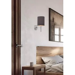 Oswietlenie - yan lampa kinkiet chromowy 1x40w e14 abażur grafitowy candellux 