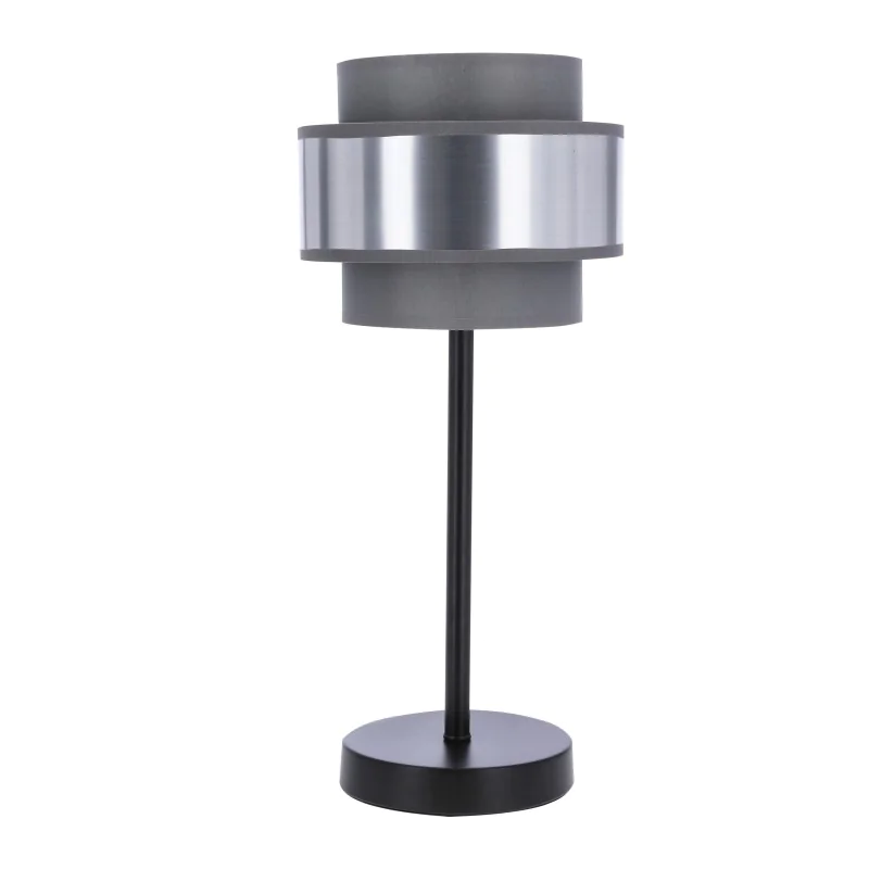 Oswietlenie - hare lampa stołowa czarny 1x60w e27 abażur szary+srebrny candellux firmy Candellux 