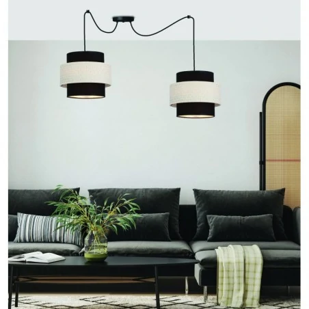 Oswietlenie - benta p lampa wisząca czarny 2x40w e27 abażur czarny+kremowy candellux 