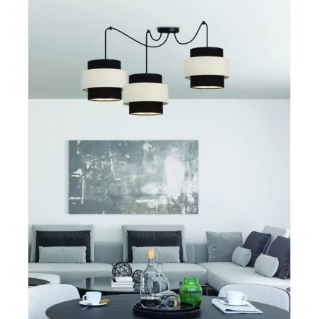 Oswietlenie - benta p lampa wisząca czarny 3x40w e27 abażur czarny+kremowy candellux 