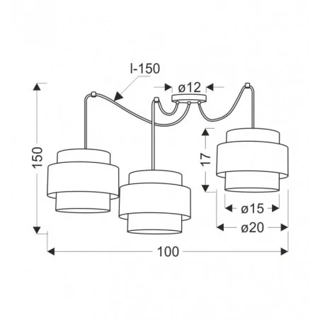 Oswietlenie - benta p lampa wisząca czarny 3x40w e27 abażur czarny+kremowy candellux 